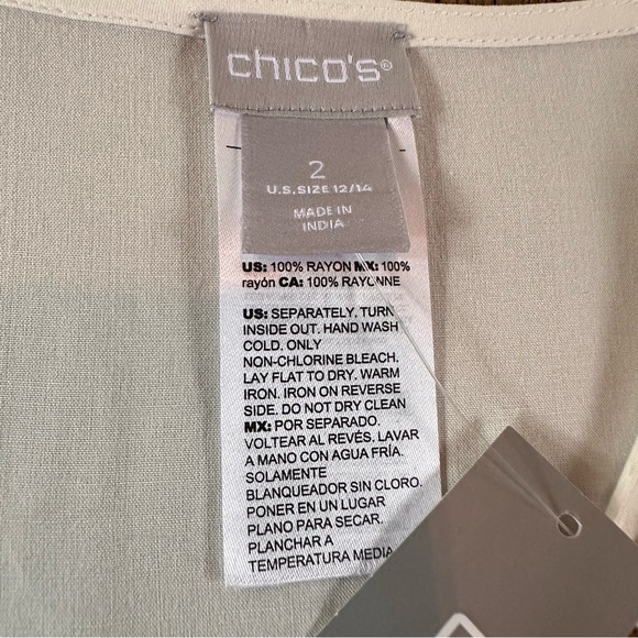 CHICO'S 2 Womens Ombre Tropical Emerald Beaded Tunic Top Sz 12/14 Kimono NWT - Picture 9 of 12